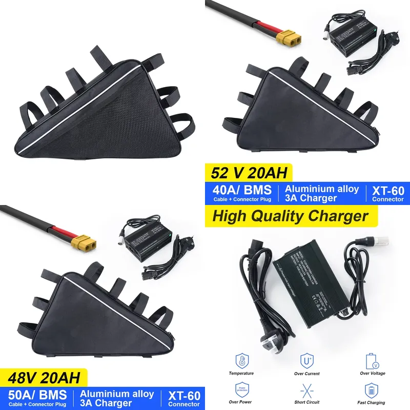Ebike Battery 52V 20Ah Triangle Pack - 2026 US Triangle Lithium Electric Bicycle