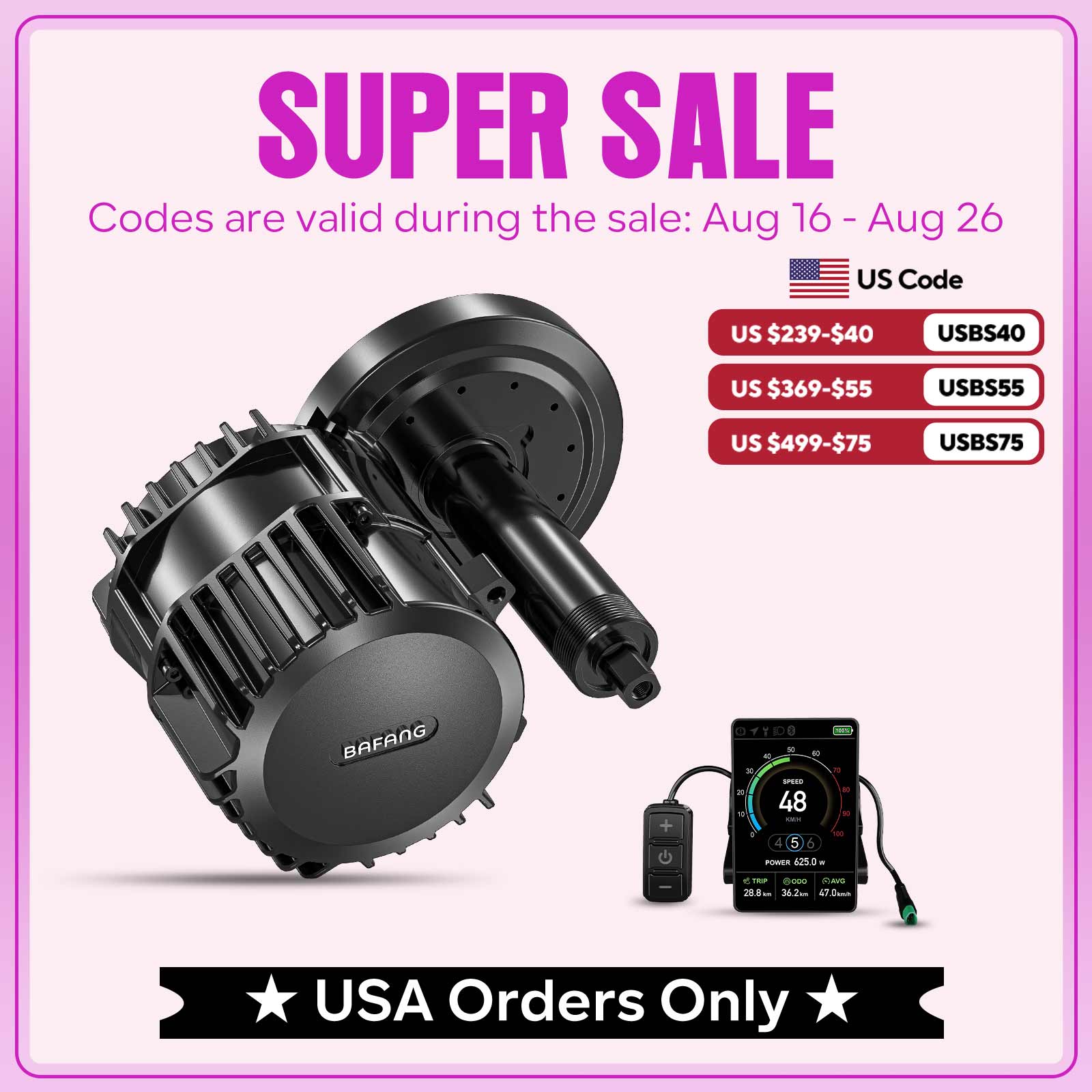 Bafang Bbs02B 48V 750W Mid Drive Kit - [US Local Stock] Bafang Motor 48V