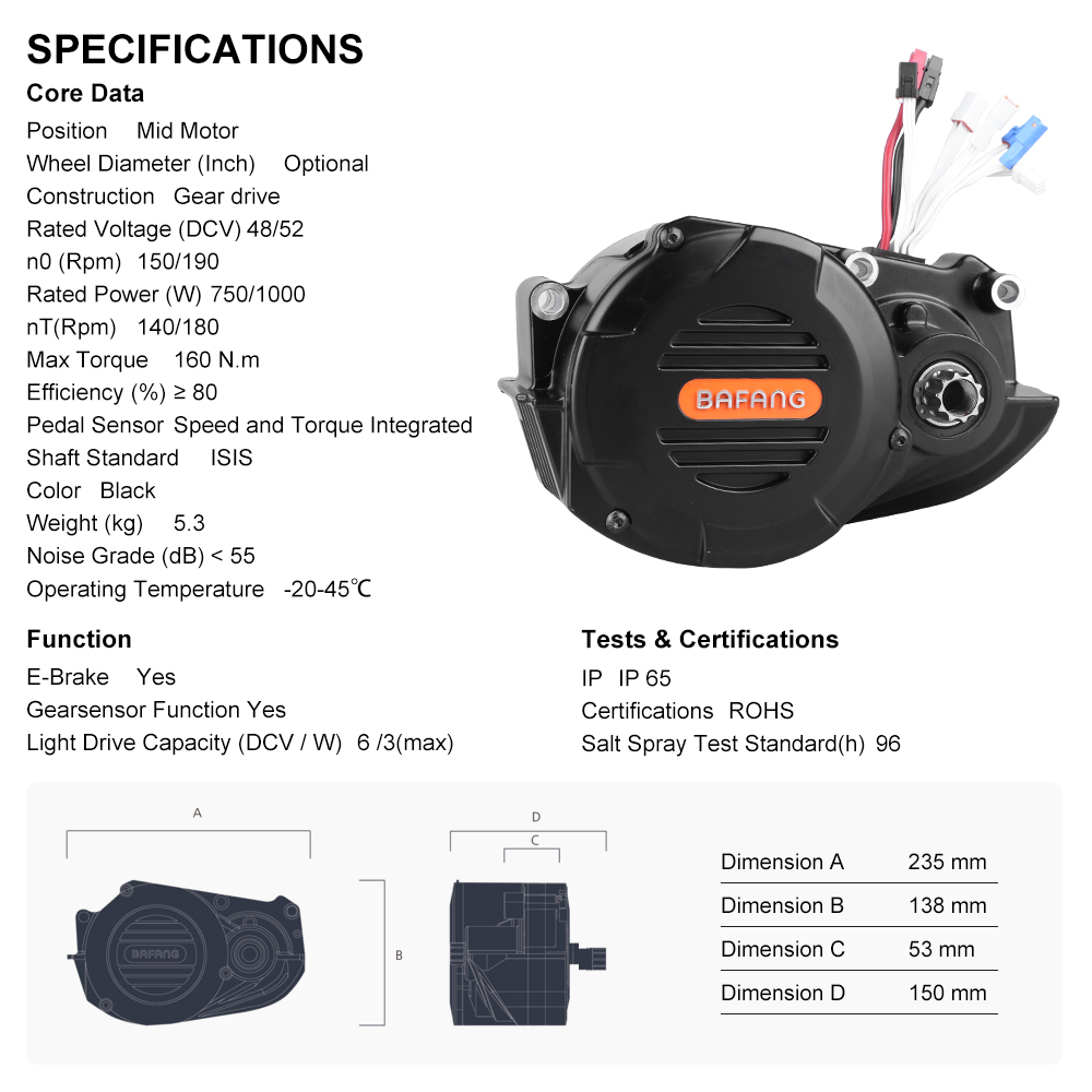 Bafang M620 G510 1000W Mid Dri - Mid Drive Motor Kit 52V 1000W ulasan dan harga