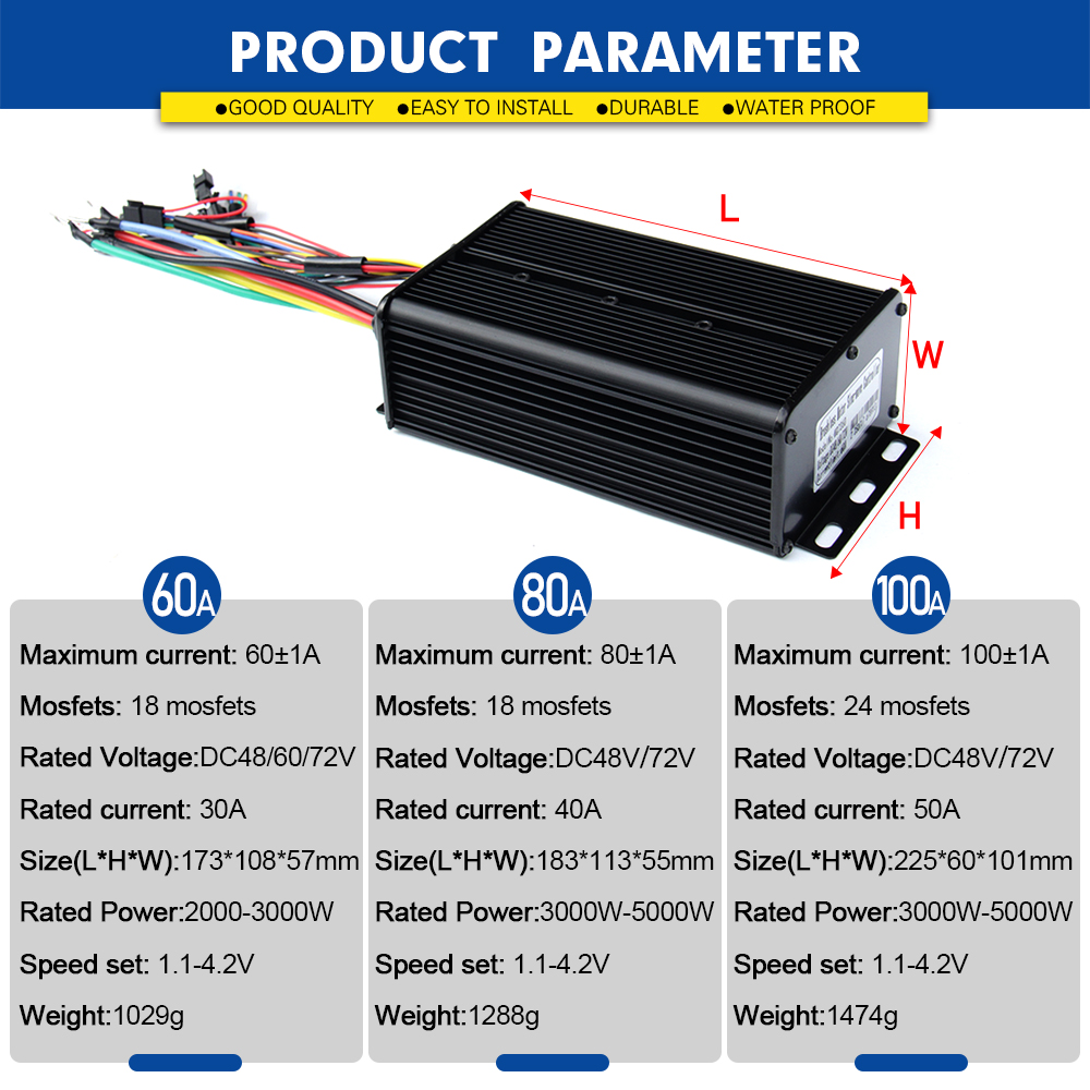 2000W-5000W 48V-72V E-Bike 3-m - Sine Wave Controller 48V 72V 80A ulasan dan harga
