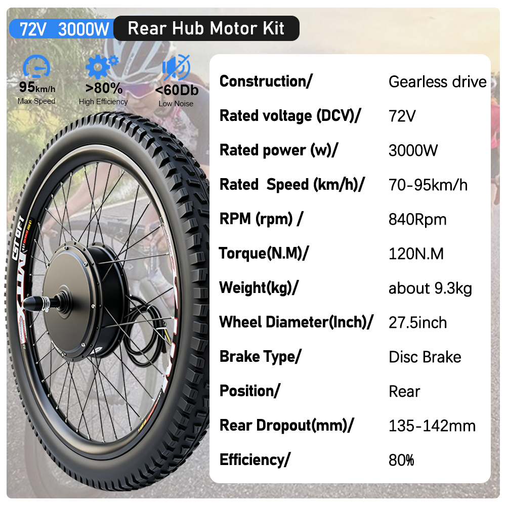 72V 3000W MTX Rim Electric Bik - Ebike Conversion Kit 72V 3000W ulasan dan harga